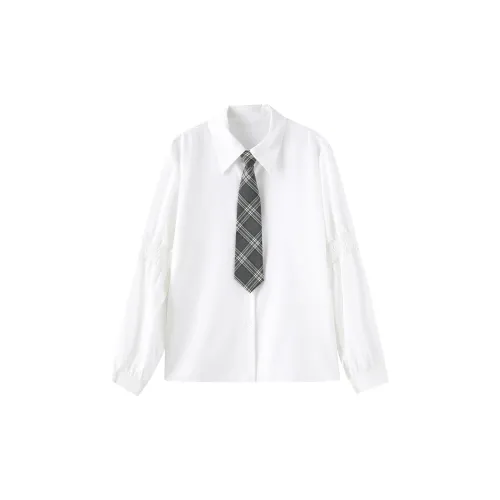 Miss Chipmunk Shirts Women's White With Tie