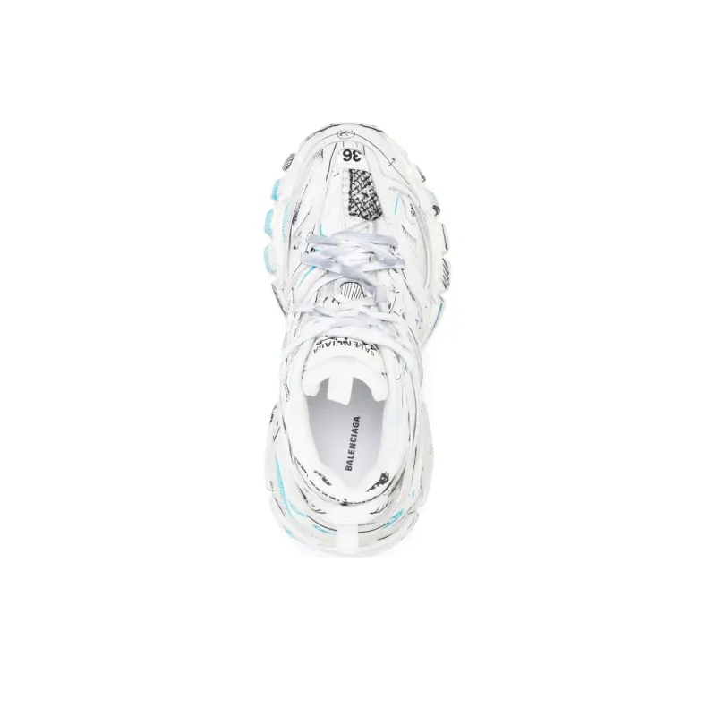 Balenciaga Track 1.0 Sneakers ' White Blue Mesh And Nylon Graffiti' Women's-4
