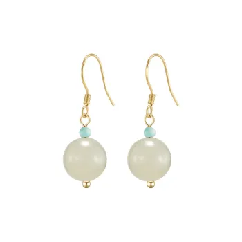 MAMADESHOUHU Hetian Jade Earrings Pale Greenish White Jade Women's