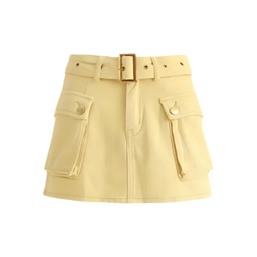 JASONWOOD Denim Short Skirts Women's Egg Yellow