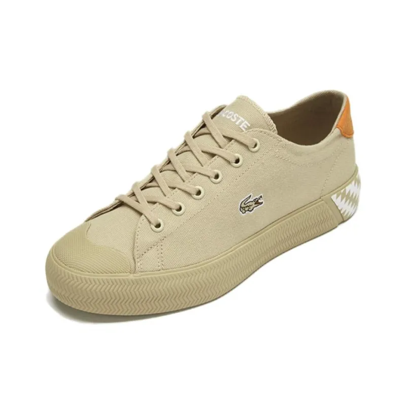 LACOSTE Abrasion Resistant Low Top Skateboard Shoes Women's Khaki-1