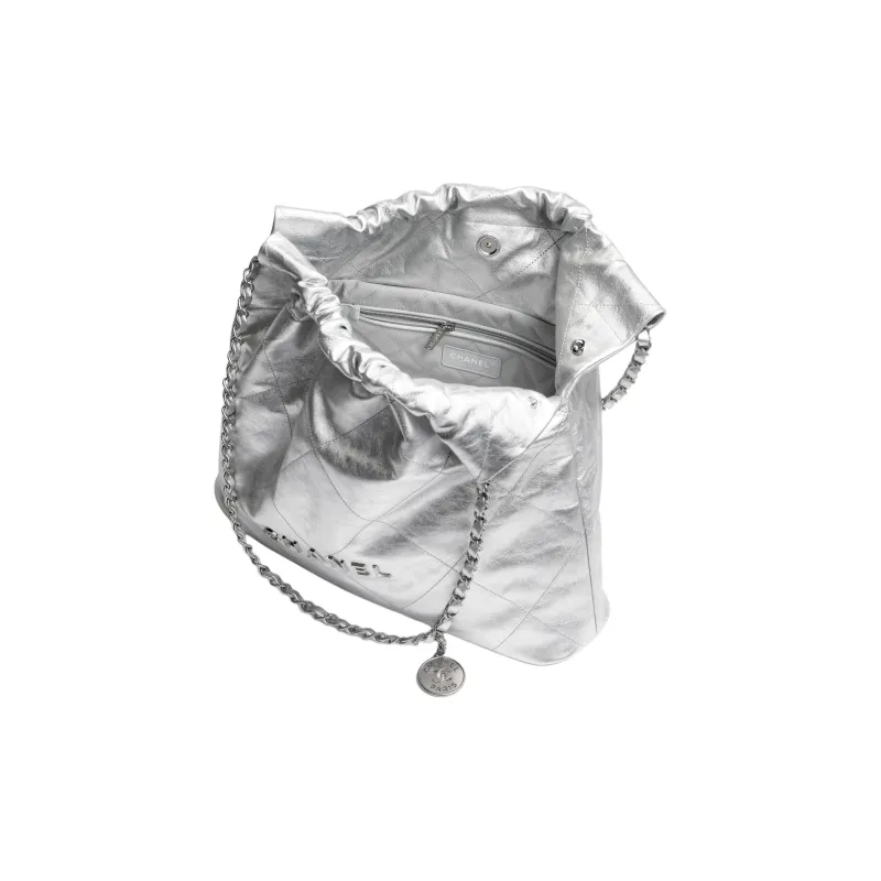 CHANEL 22Bag Cow Leather One Shoulder Handbag Women's Silver-2