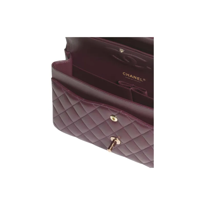 CHANEL Classic Flap CF Lambskin Handbag, Shoulder Bag, Crossbody Bag Women's Burgundy-3