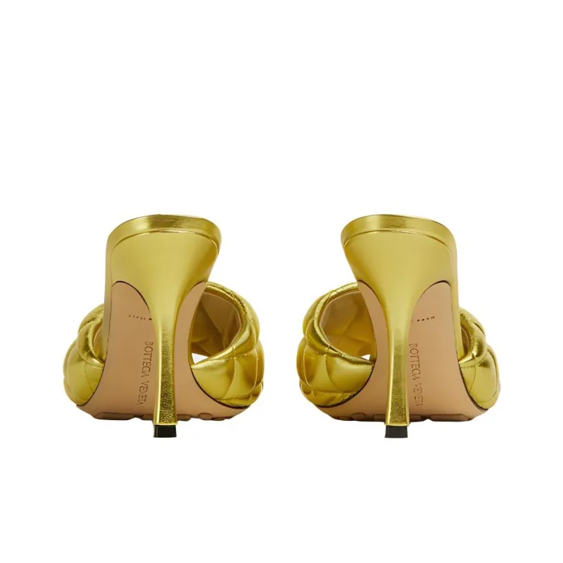 Bottega Veneta Padded Stylish Sandal 9cm Women's Gold-4