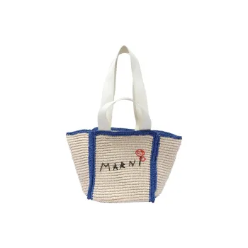 MARNI Viscose Tote Bag Shopping Bag Shoulder Bag Handbag Small Size Women's Blue & White