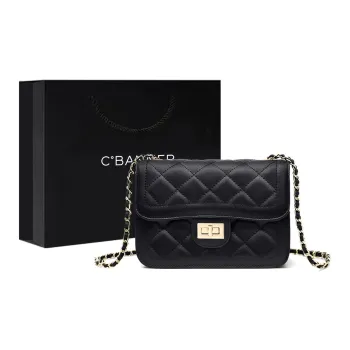 C°BANNER Split Cow Leather With Synthetic Leather Small Square Bag Shoulder Bag Regular Women's Black/Ecru