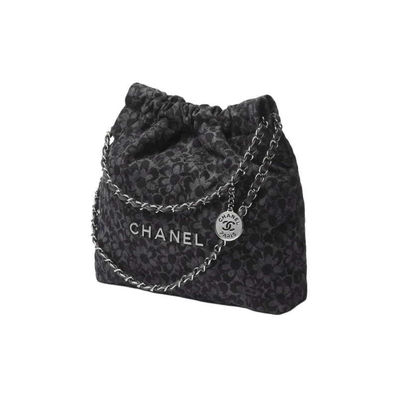 CHANEL 22Bag Denim Handbag, Shoulder Bag Trumpets Women's Black-1