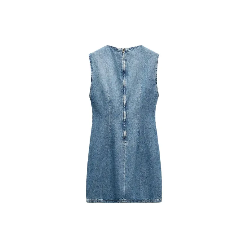 ZARA Sleeveless Dress Women's Light Blue-1