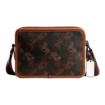 COACH Charter Artificial Leather With Cow Leather Crossbody Bag, Shoulder Bag Large Size Men's Truffle/Bright Amber