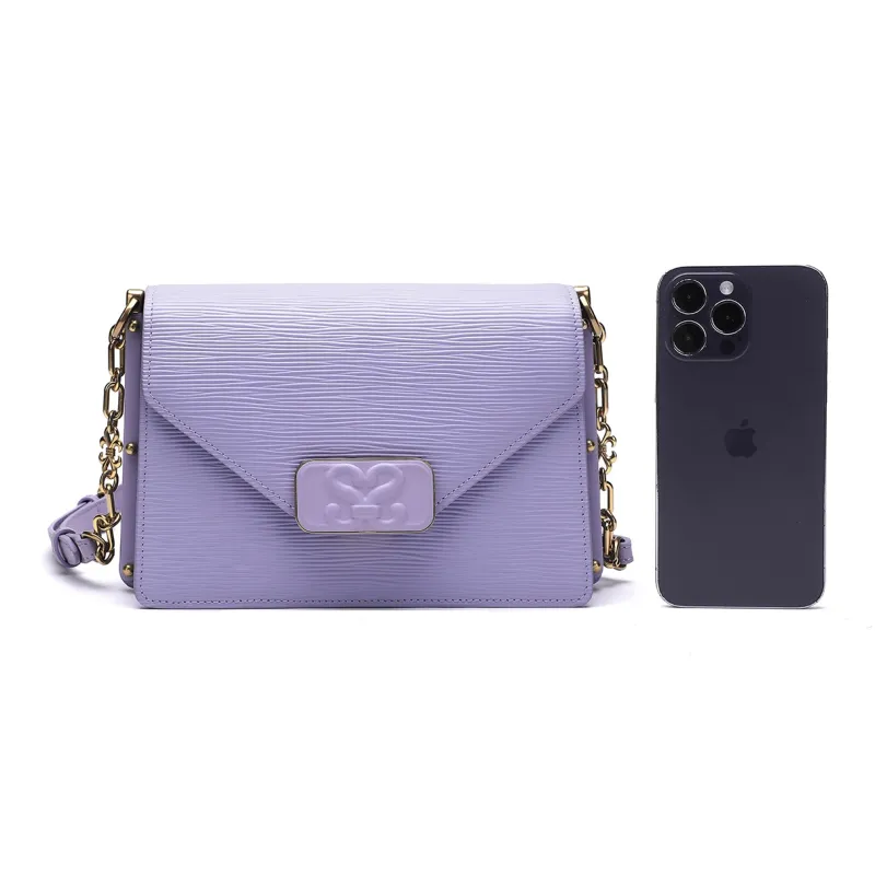Satchi Top Grain Cow Leather Crossbody Bag Women's Red/White/Yellow/Purple/Black-26