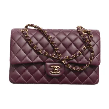 CHANEL Classic Flap CF Lambskin Handbag, Shoulder Bag, Crossbody Bag Women's Burgundy