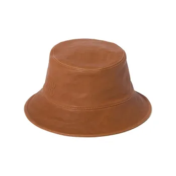 MIU MIU Leather Bucket Hats Women's Caramel