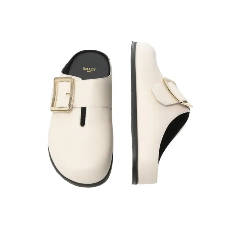 BALLY Closed Toe Slippers, Birkenstock Shoes Women's Ivory White-6
