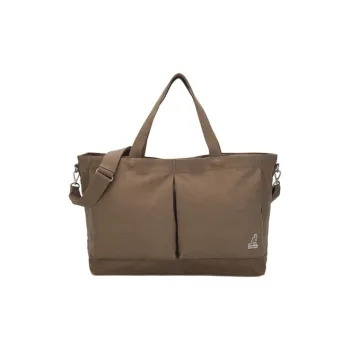 KANGOL Cotton Patchwork Canvas Tote Bag Shopping Bag Crossbody One Shoulder Handbags Men's Brown