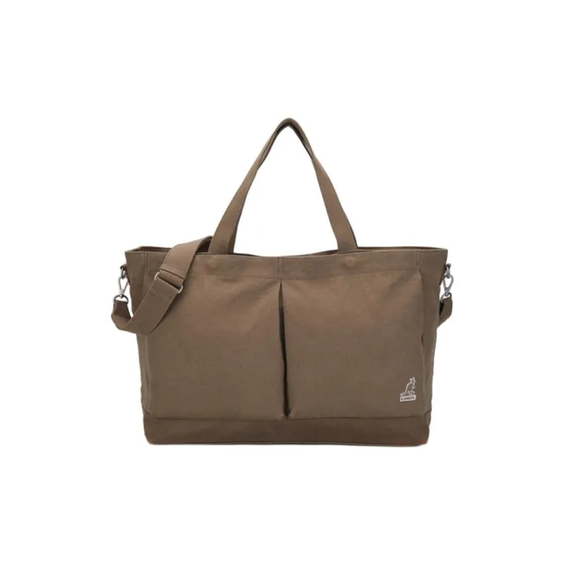 KANGOL Cotton Patchwork Canvas Tote Bag Shopping Bag Crossbody One Shoulder Handbags Men's Brown-0