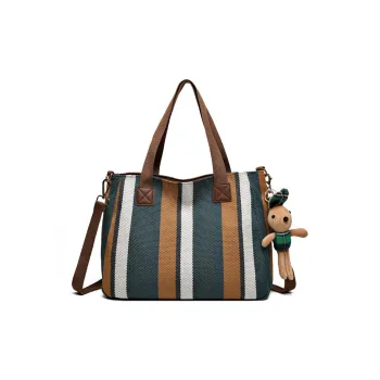 Elsvet Canvas Shoulder Bag Unisex White/Black
