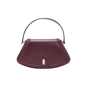 HUGO BOSS Smooth Leather Handbag Shoulder Bag Women's Deep Red