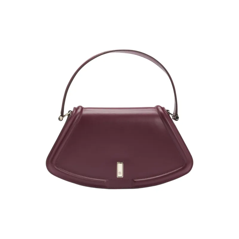 HUGO BOSS Smooth Leather Handbag Shoulder Bag Women's Deep Red-0
