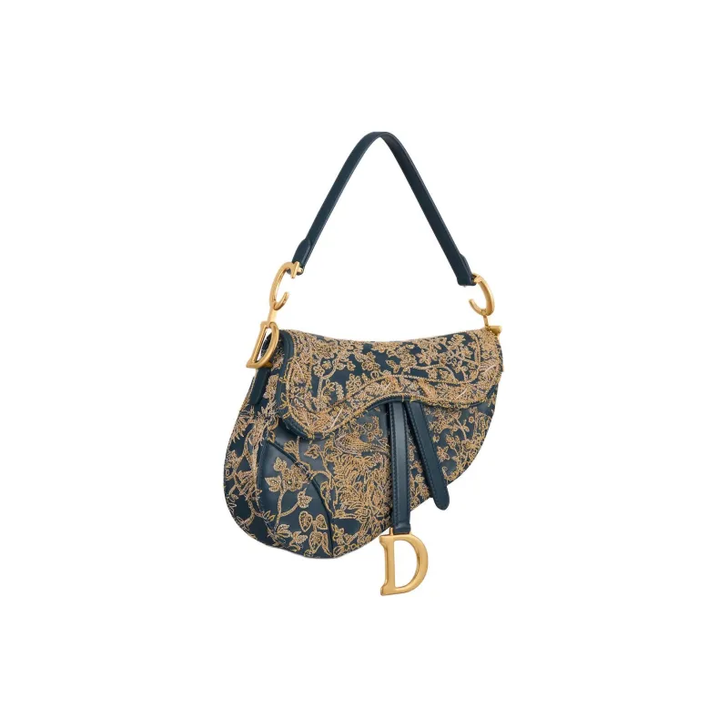 DIOR Saddle Calfskin Saddle Bag Portable Crossbody Bag Shoulder Bag Women's Navy-2