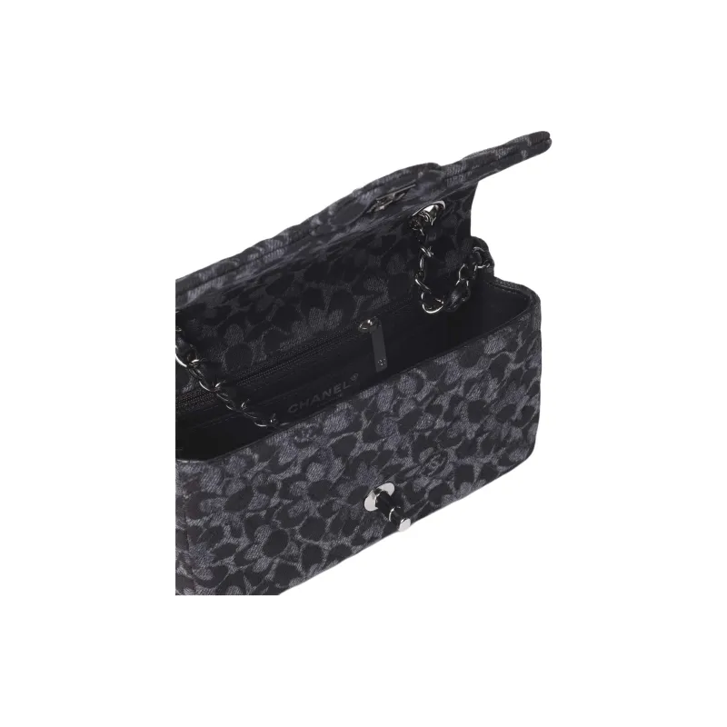 CHANEL Classic Flap CF Denim Shoulder Bag, Crossbody Bag Women's Black-3