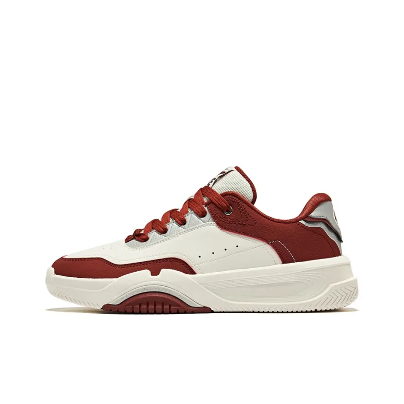 Erke Caramel Latte 2.0 Durable Breathable Low Top Skateboard Shoes Men's Microcrystal White Bordeaux Red-0