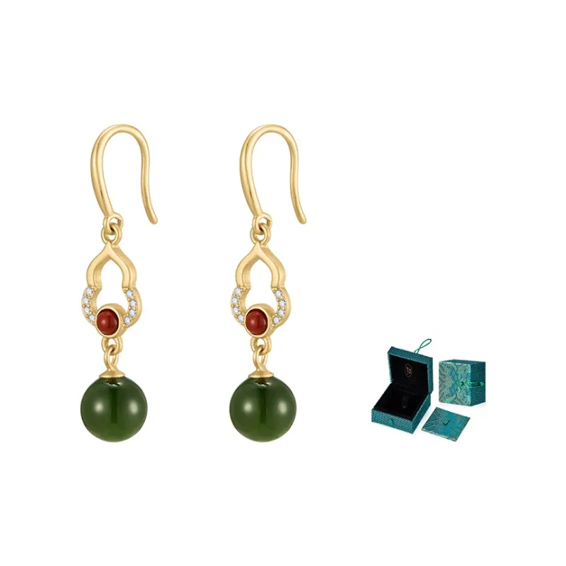 MAMADESHOUHU Hetian Jade Earrings Jasper Women's-1
