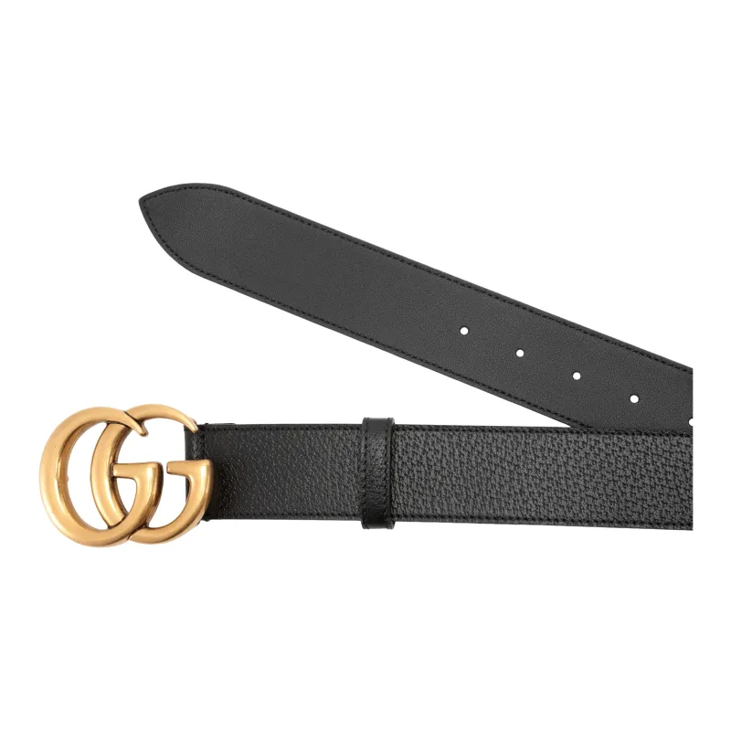 GUCCI Logo Fashion Trend Smooth Buckle Leather Belts Men's Width  4cm-3