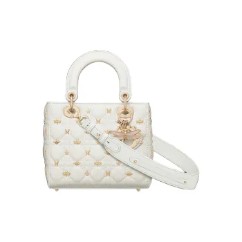 DIOR Lady DiorMy ABCDior Lambskin Shoulder Bag Crossbody Bag Handbag Small Size Women's Milk White
