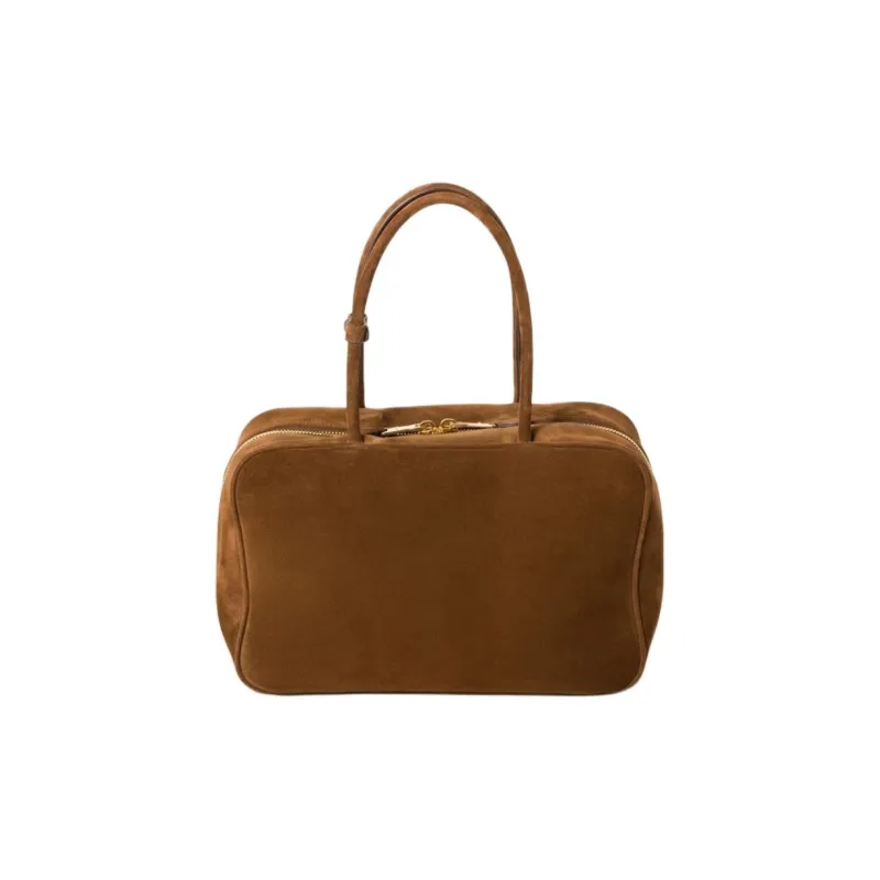 MIU MIU Beau Suede Leather Bowling Bag Shoulder Bag Handbag Women's Cocoa Brown-2
