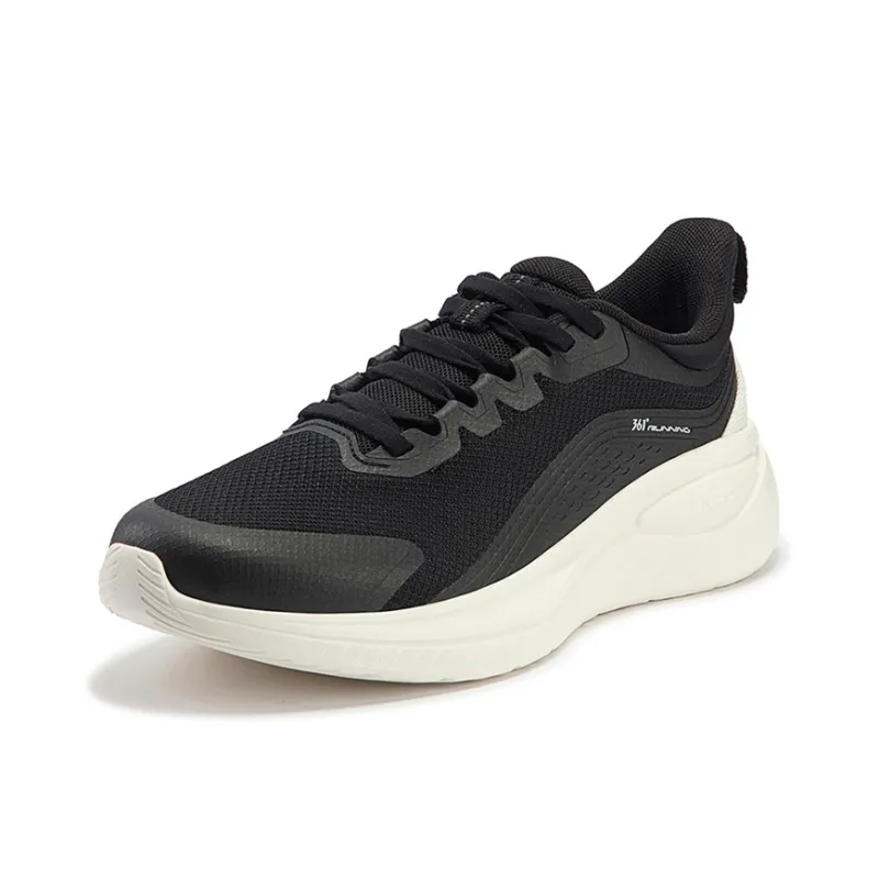 361° Anti Slip Wear Resistant Low Top Running Shoes Women's Black White-1