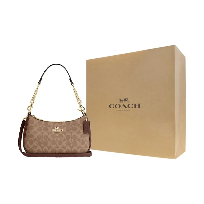 COACH Teri Artificial Leather With Recycled Leather Shoulder Bag, Crossbody Bag, Handbag Medium Size Women's Khaki-7