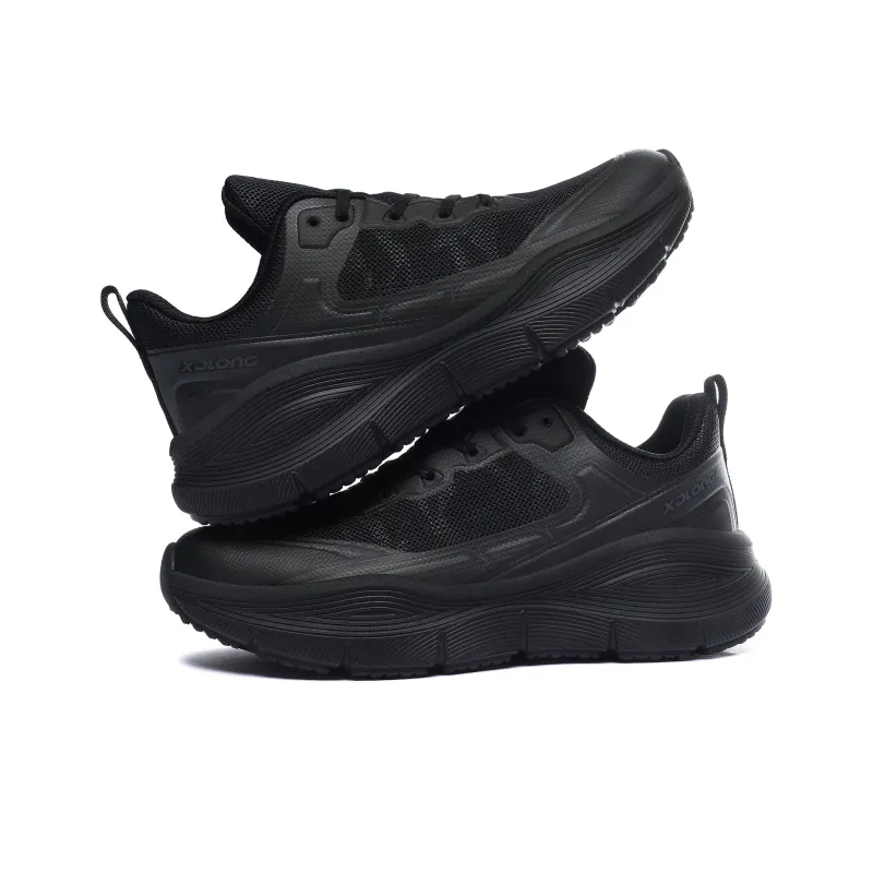 XIDELONG Breathable Anti Rollover Low Top Impact Resistant Shock Absorption Support Running Shoes Unisex Night Black-2