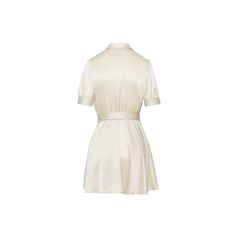 ARITZIA Babaton Hyde Satin Mini Dress Short-Sleeved Dresses Women's Matte Pearl/Matte Pearl-1