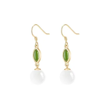 MAMADESHOUHU Earrings White Jade Women's