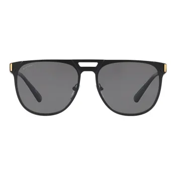 BVLGARI Plastic Metal Square Sunglasses Men's Matte Black/Gold