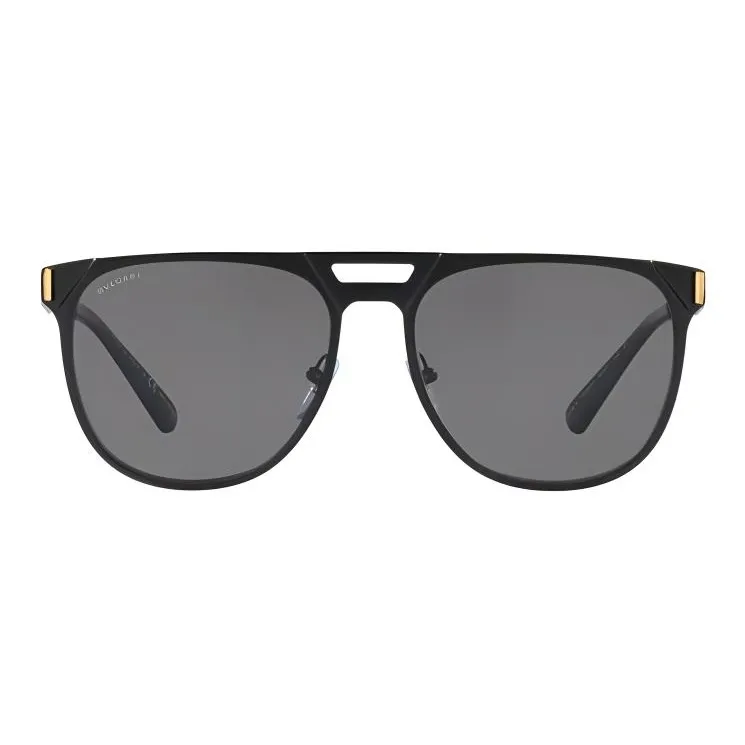 BVLGARI Plastic Metal Square Sunglasses Men's Matte Black/Gold-0