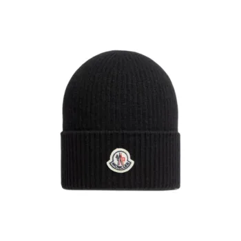 Moncler Logo Patch Ribbed Beanie