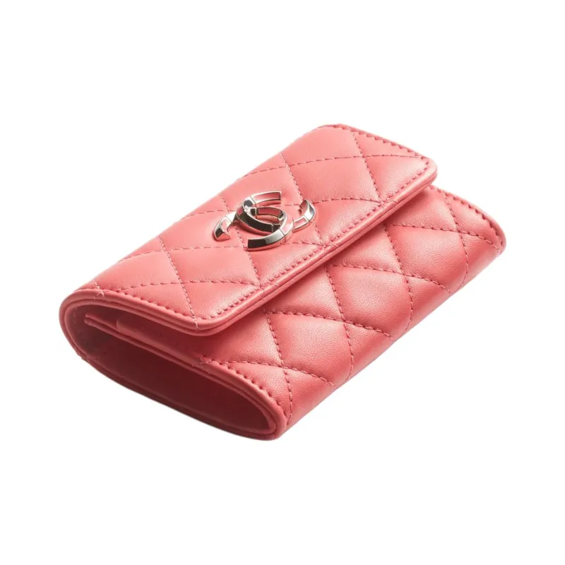 CHANEL Lambskin Card Holder, Wallet Women's Pink-1