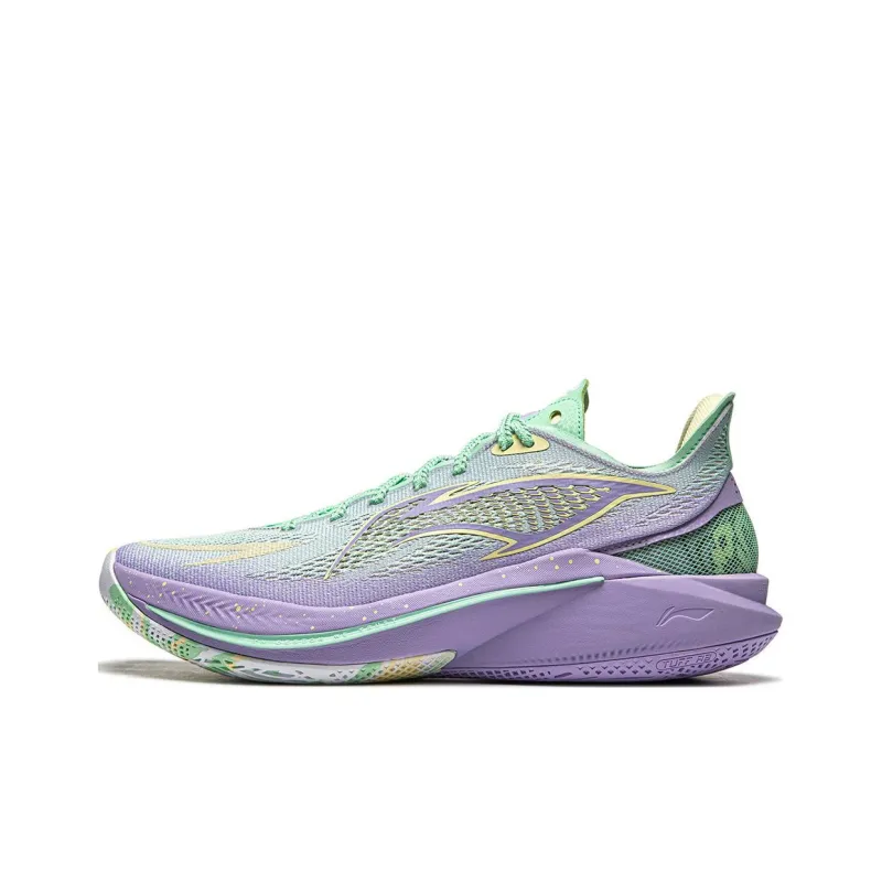 LiNing SONIC 12 V2 Cushioning Anti Slip Wear Resistant Breathability Low Top Basketball Shoes Men's Green Purple-0