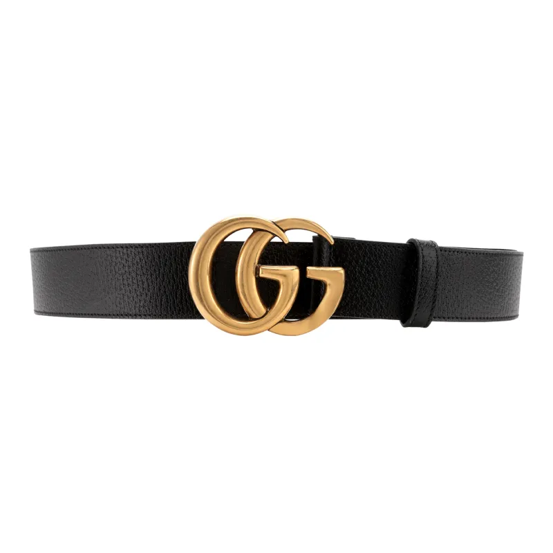 GUCCI Logo Fashion Trend Smooth Buckle Leather Belts Men's Width  4cm-0