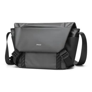 POLO Fabric Men's Shoulder Bag, Crossbody Bag Men's Dark Gray
