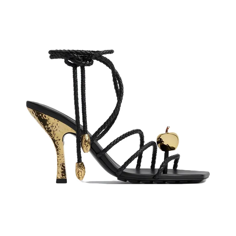 Bottega Veneta Adam One Strap Sandals 9cm Women's Black-1
