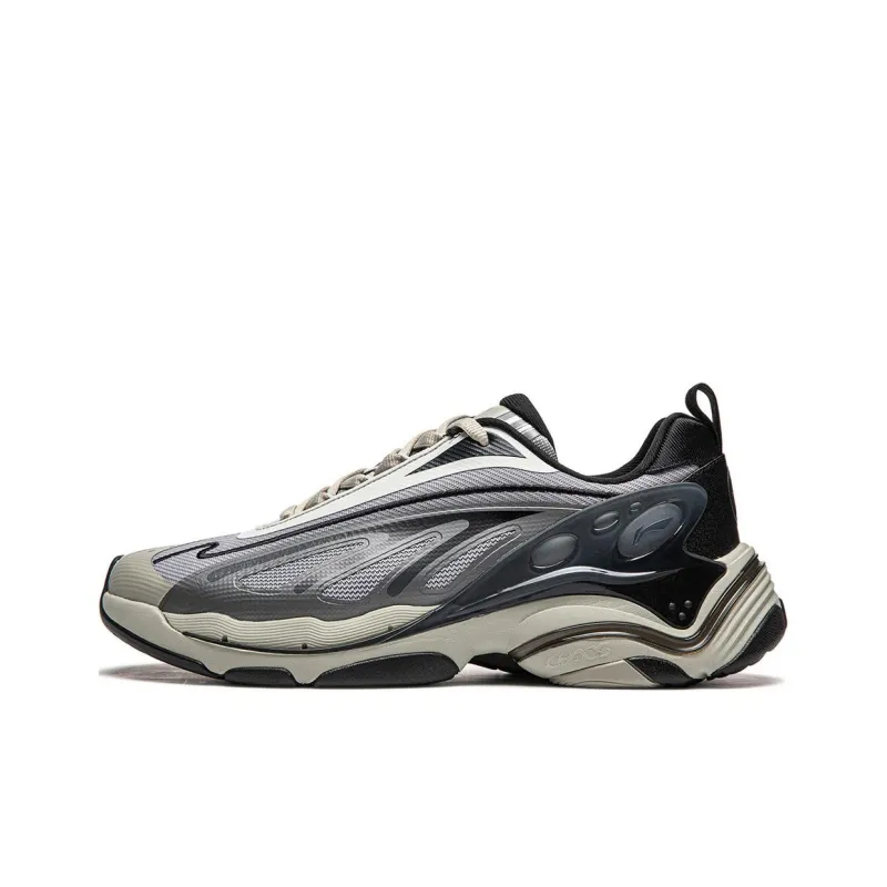 LiNing Butterfly 2K Slip Resistant Cushioning Wear Resistant Support Low Top Chunky Sneakers Men's Gray-0