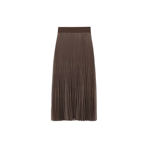 D.Exterior Casual Long Skirts Women's Coffee