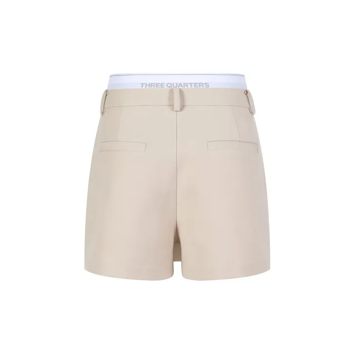 Three Quarters Casual Shorts Women's Khaki-1