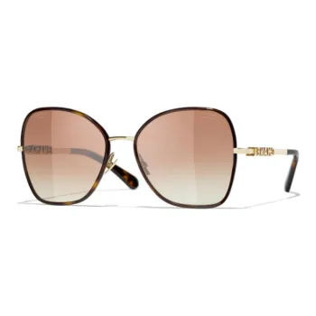 CHANEL Steel Irregular Shape Sunglasses Unisex Tortoiseshell