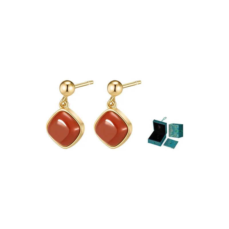 MAMADESHOUHU Agate Jade Stud Earrings Women's-2