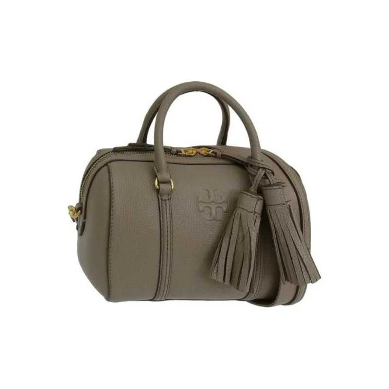 TORY BURCH Leather Shoulder Bag, Crossbody Bag, Handbag Trumpets Women's Gray-1