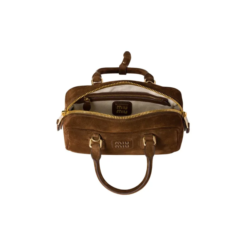 MIU MIU Arcadie Series Suede Leather Shoulder Bag Crossbody Bag Handbag Women's Cocoa Brown-3