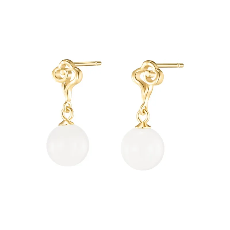 MAMADESHOUHU Hetian Jade Earrings White Jade Women's-0